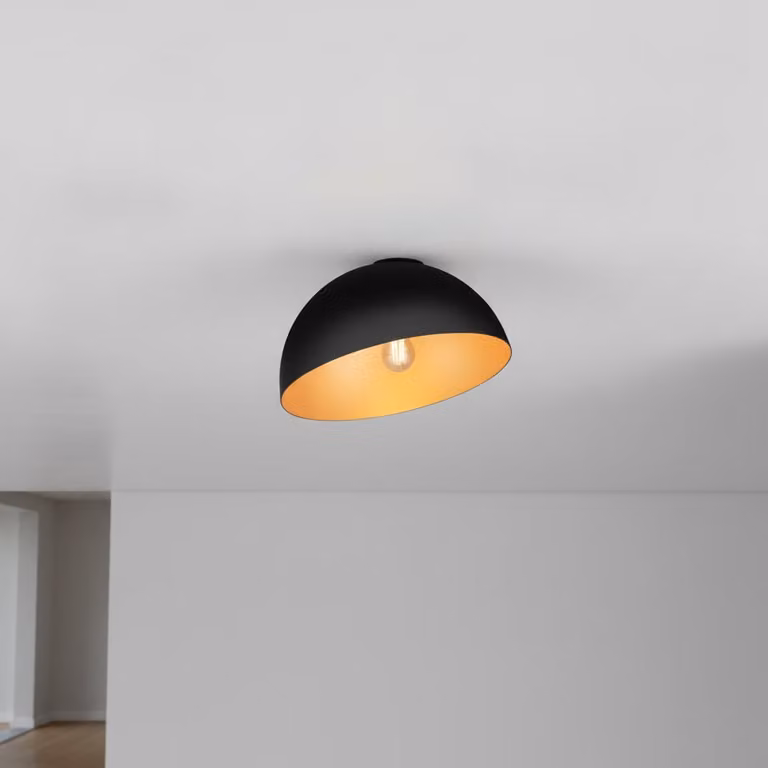 Lyora Plafondlamp Onia zwart met goud, Ø 29 cm