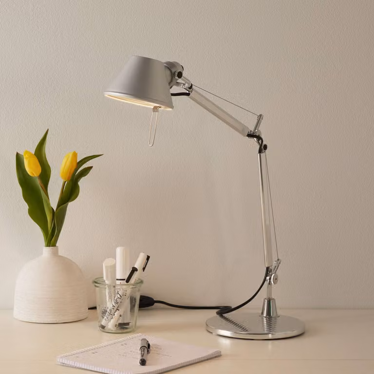 Artemide Tolomeo Micro bureaulamp in zilver en grijs aluminium