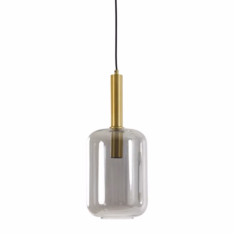 Light & Living Hanglamp Lekar - Antiek Brons en Smoke Glas - Ø22 x 52 cm