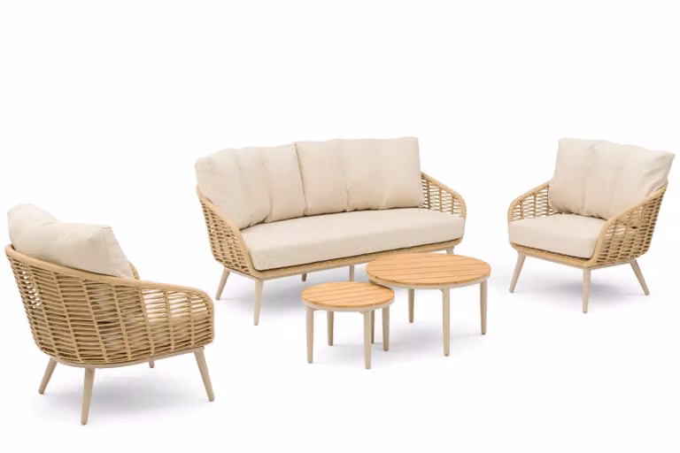 Coco Vinci 5-delige loungeset met aluminium frame en kussens in beige/zand