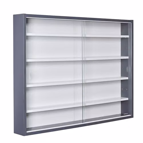Inter Link Wandvitrinekast Collecty met glazen schuifdeuren, Grijs/Wit, B: 80 cm, H: 60 cm, D: 9,5 cm