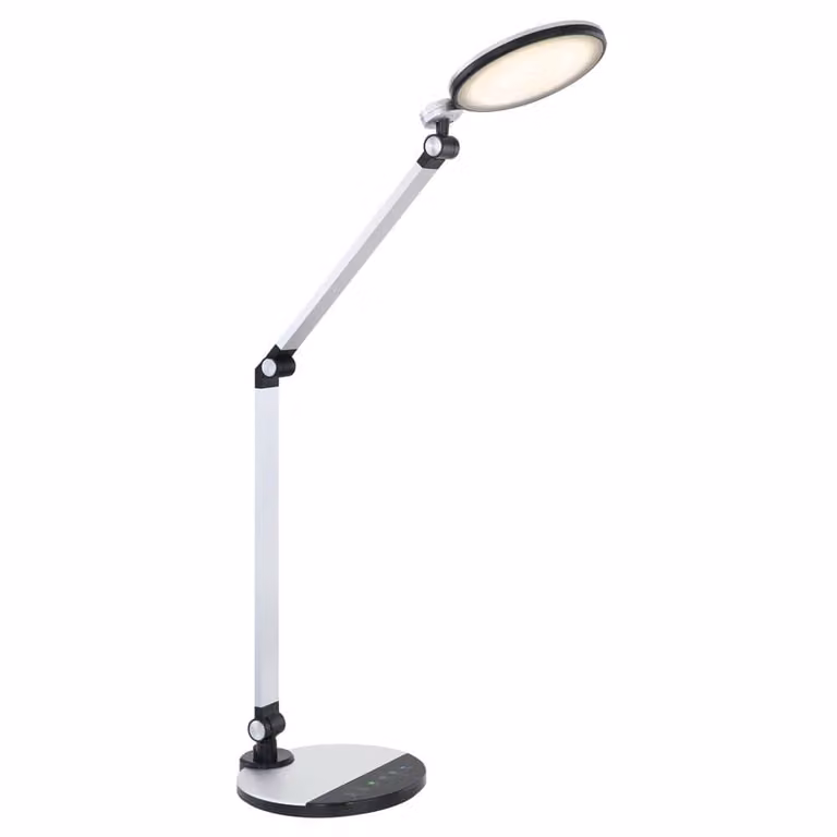 Dimbare LED-bureaulamp Konsti van Globo in grijs en aluminium