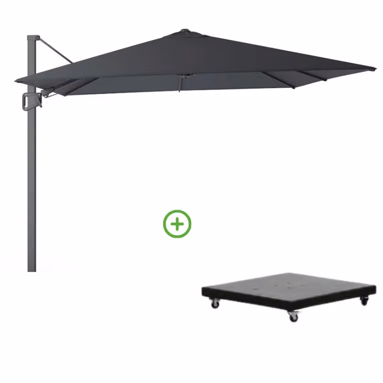 LUX outdoor living Milano T² zweefparasol met Monza parasolvoet 90kg, antraciet, 300 x 300 cm