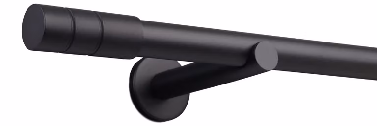 Deco-Raum gordijnroede op maat, zwart mat, eindstuk cilinder, diameter: 25 mm, lengte: 190 cm