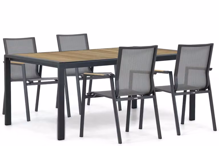 Lifestyle Garden Furniture Fiora/Valence eettafelset voor 6 personen, grijs, 180 cm