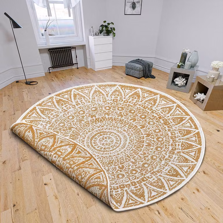 Hanse Home rond vloerkleed Lilja omkeerbaar oranje/geel Ø 200 cm