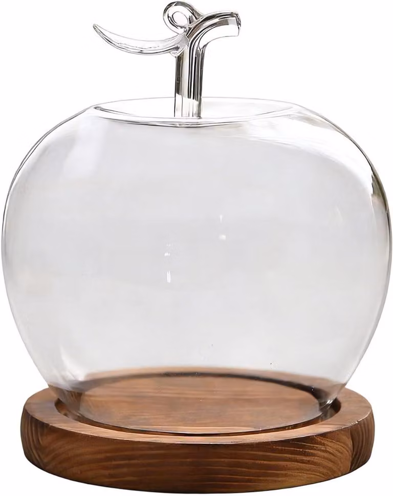 Decoratieve Bell Jar Glazen Vitrine Bruin - B: 15,6 cm, D: 16,4 cm