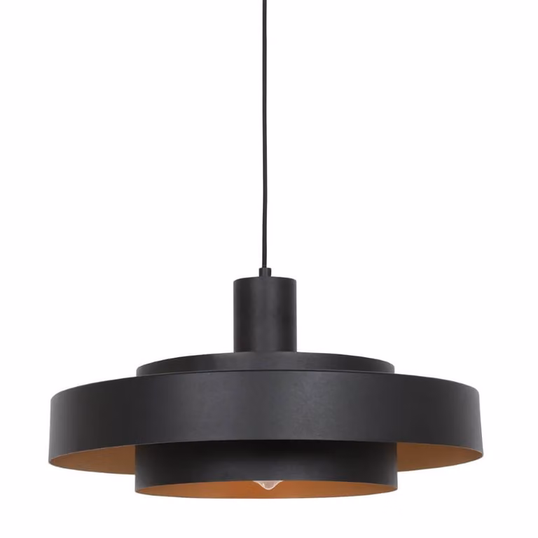 Steinhauer Flinter Zwarte Hanglamp met Textiel en Metaal Ø 50cm