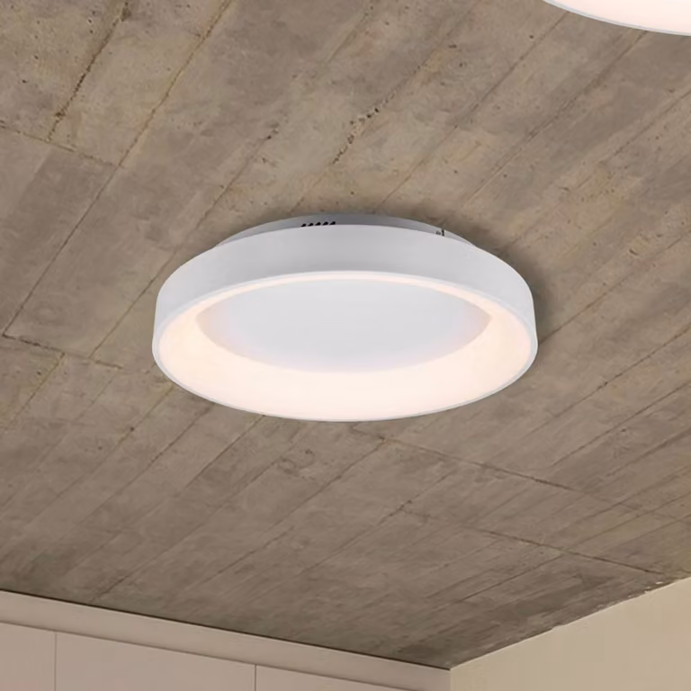 Trio Lighting Girona LED-plafondlamp wit, dimbaar met afstandsbediening, 60 cm