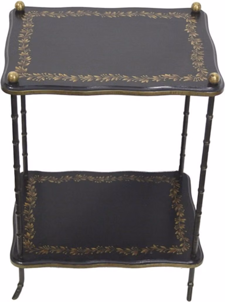 MEA Bijzettafel zwart met goudkleurige rand B: 46 cm, D: 35,5 cm, H: 62,5 cm