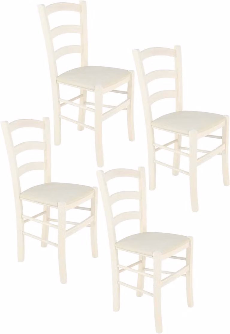 Set van 4 witte eetkamerstoelen voor de keuken en eetkamer