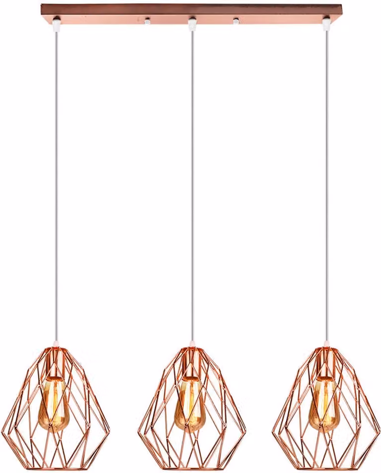 Industriële hanglamp set van 3 voor slaapkamer, keuken of woonkamer, roze, metalen kroonluchters met E27 fitting