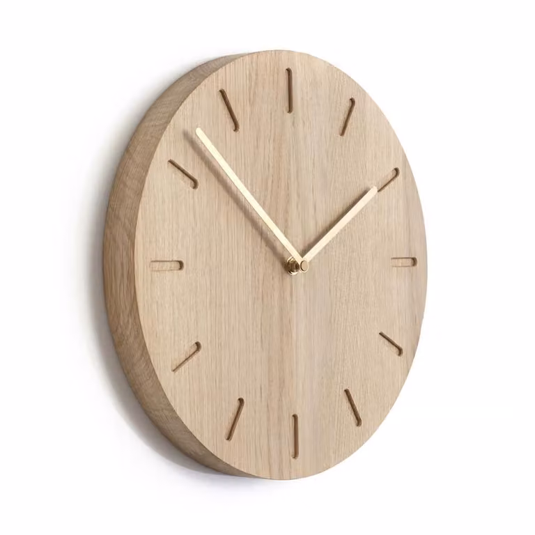 Applicata Watch Out wandklok eiken en messing