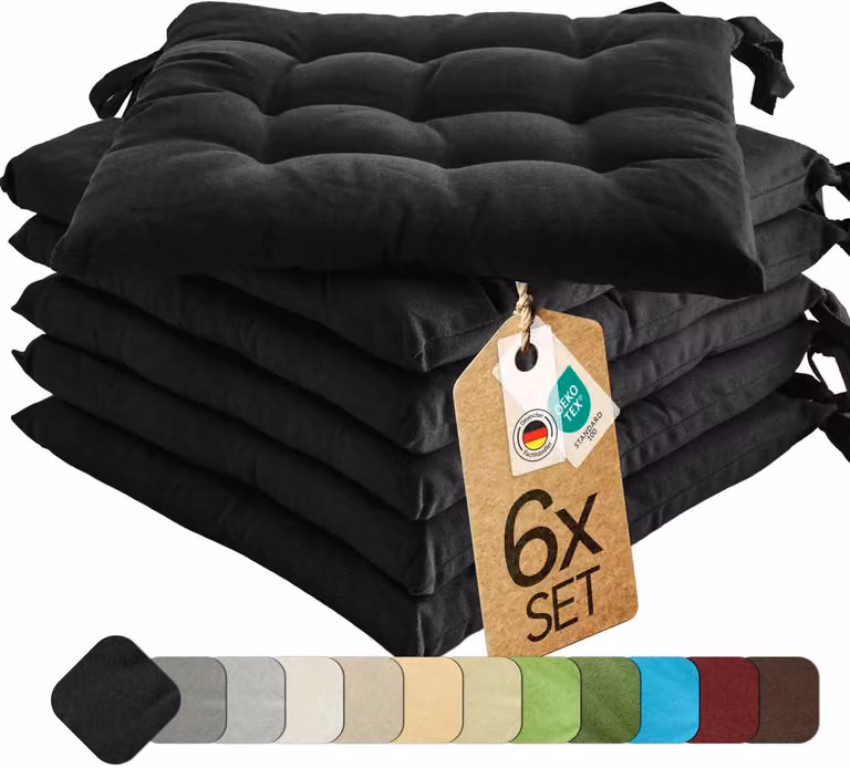 eterea Basic Zitkussen Set van 6 - Zwart - 40 x 40 cm