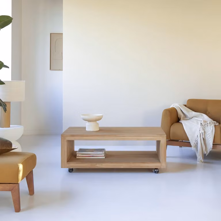 Tikamoon Anoa Rechthoekige Salontafel van Massief Teak - Bruin - B: 110 cm, D: 60 cm, H: 40 cm