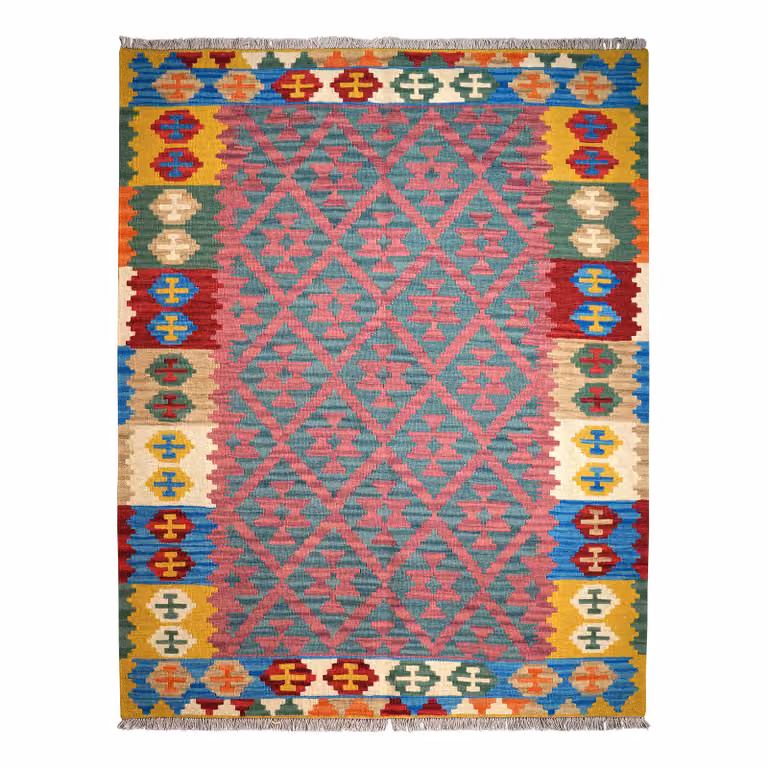 home24 Kelim Gashgai laagpolig vloerkleed multicolor wol B: 151 cm, H: 193 cm
