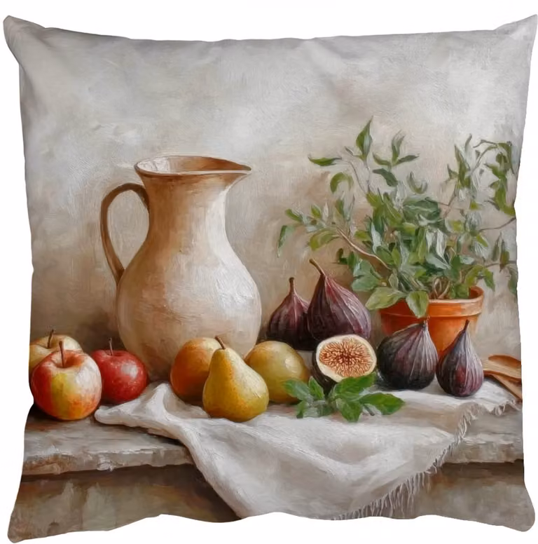 Sierkussens met fruit en kruiden voor de woonkamer, landelijke stijl, 40 x 40 cm