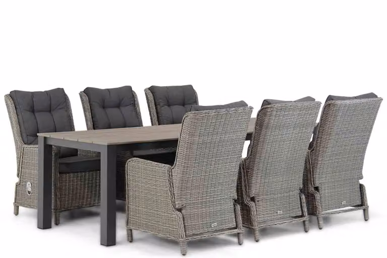 Garden Collections Kingston/Valley 7-delige moderne eetset voor de tuin, grijs, 240 cm
