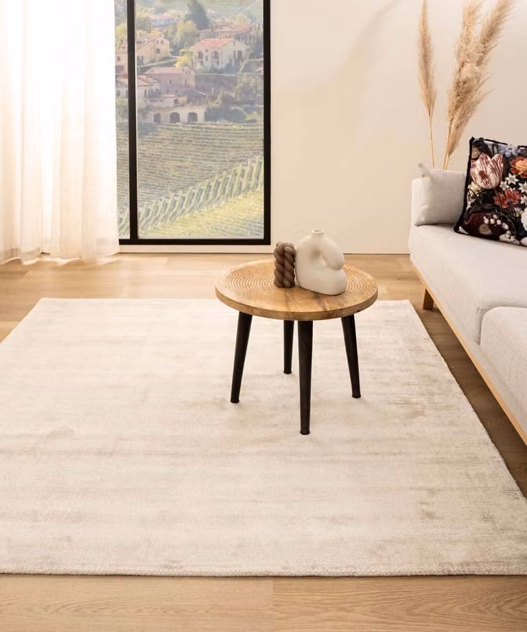 Viscose vloerkleed Glamour vierkant ivoor 250 x 250 cm
