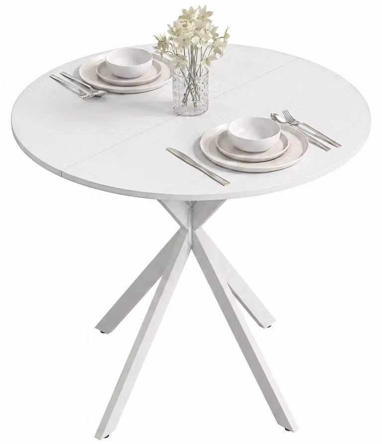 HOMCOM Ronde eettafel in industriële stijl voor 2 personen, wit