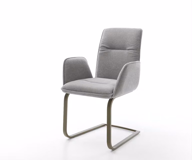 DELIFE Vinja-Flex Sledemodel Stoel met Grijze Gestructureerde Stof en Titanium Afwerking
