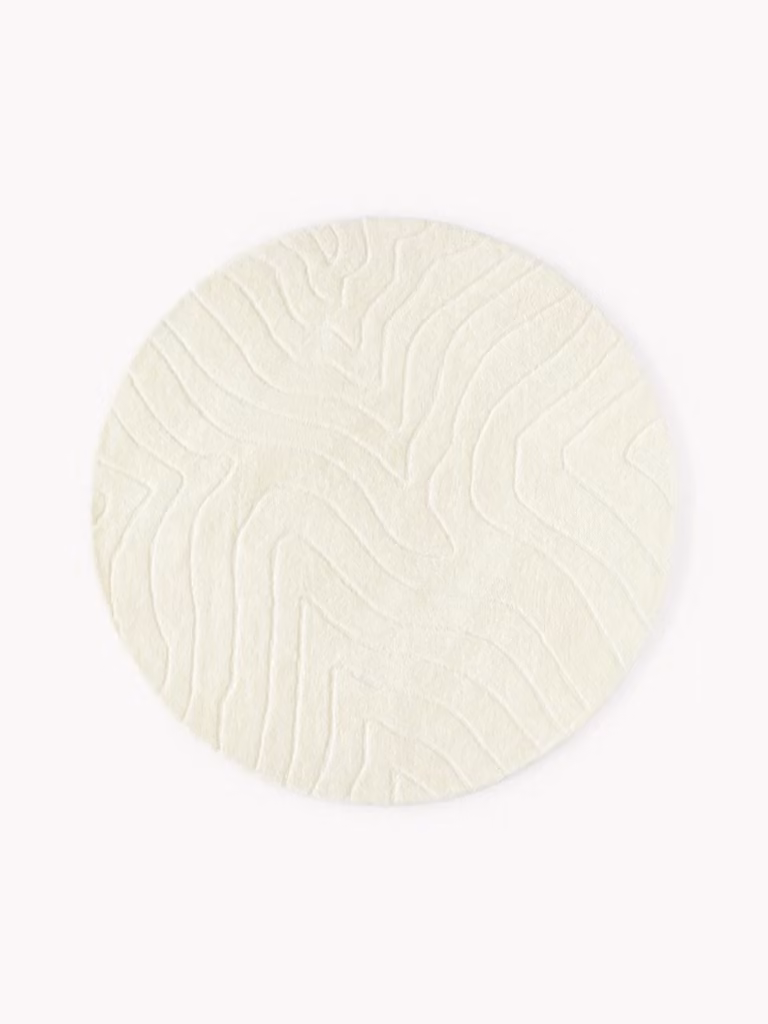 Westwing Collection Rond wollen vloerkleed Aaron Wave