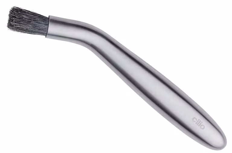 Cilio Koffiepensel STILO, gebogen, 16 cm, roestvrij staal met natuurlijke borstelharen