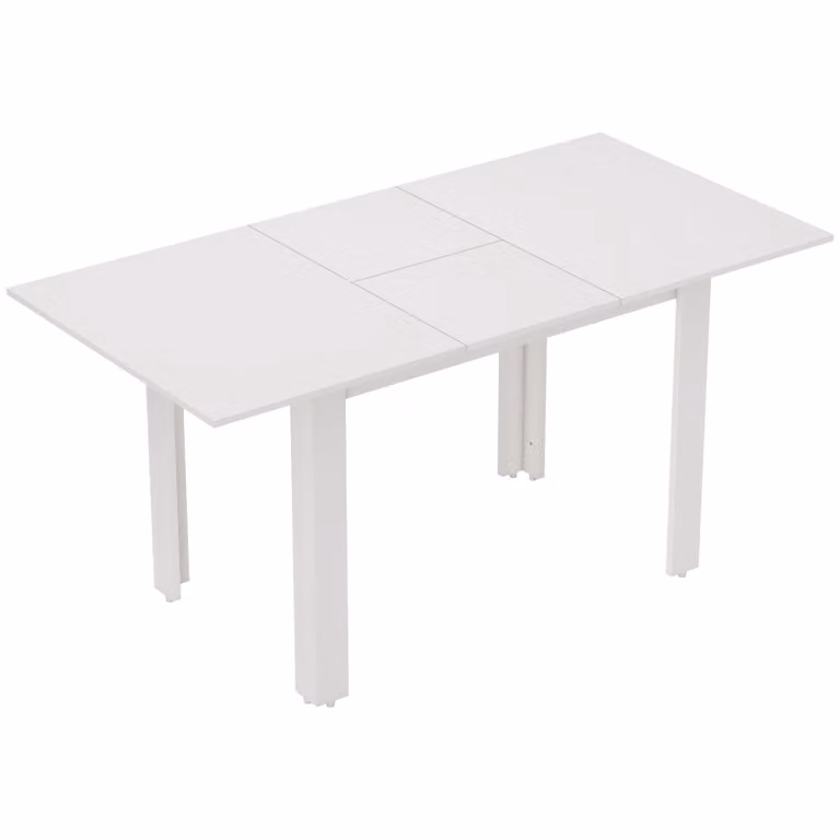 HOMCOM Uitschuifbare Eettafel 120-160cm, Moderne Witte Keukentafel voor 4-6 Personen, Hoge Glans MDF