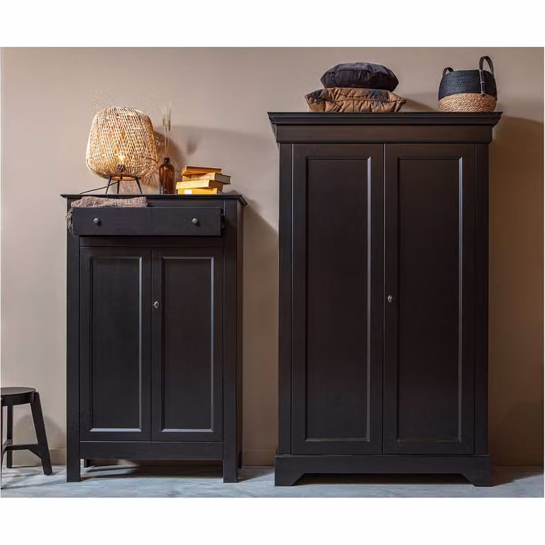 home24 Kast Tosca zwart/zwart B/D/H: 118 x 47 x 191 cm