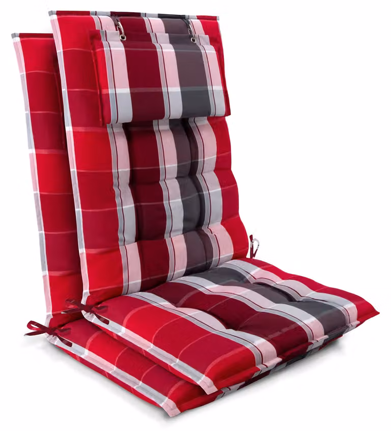 Beautissu 2-delige set zittingkussens voor hoge rugleuningen, rood gestreept, B/D/H: 120 x 50 x 8 cm