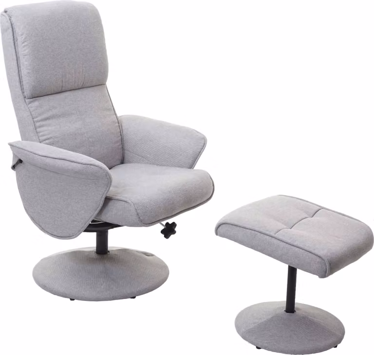 Mendler Relaxfauteuil Helsinki met voetenbankje, lichtgrijs