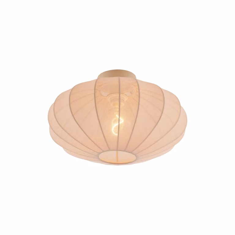 Qazqa Scandinavische plafondlamp beige met stoffen kap