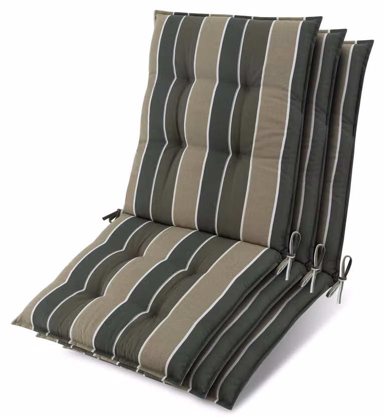 Beautissu set van 3 zonnedekpads Niederlehner groen gestreept B/D/H: 100 x 50 x 8 cm