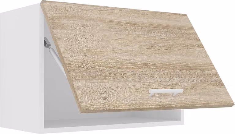 Witte Wandkast voor de Keuken met Klapdeur en Plank, Breedte: 60 cm
