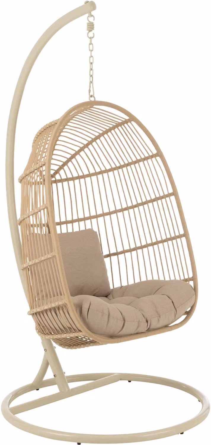 J-Line hangstoel Egga modern beige metaal en koord voor volwassenen en in de tuin