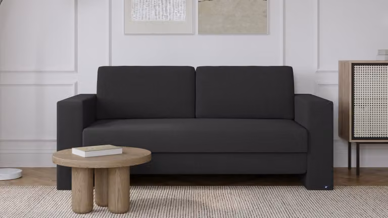 Kubus BRUNO slaapbank antraciet met massief hout en pocketvering, 160 cm