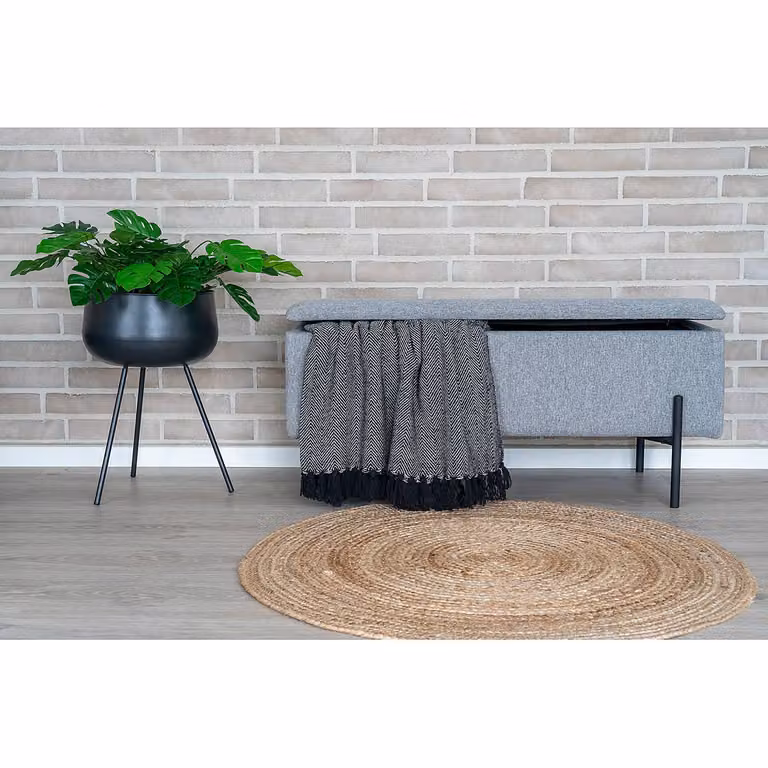 House Nordic Fluwelen bank grijs/zwart B: 43 cm, D: 37 cm, H: 37 cm