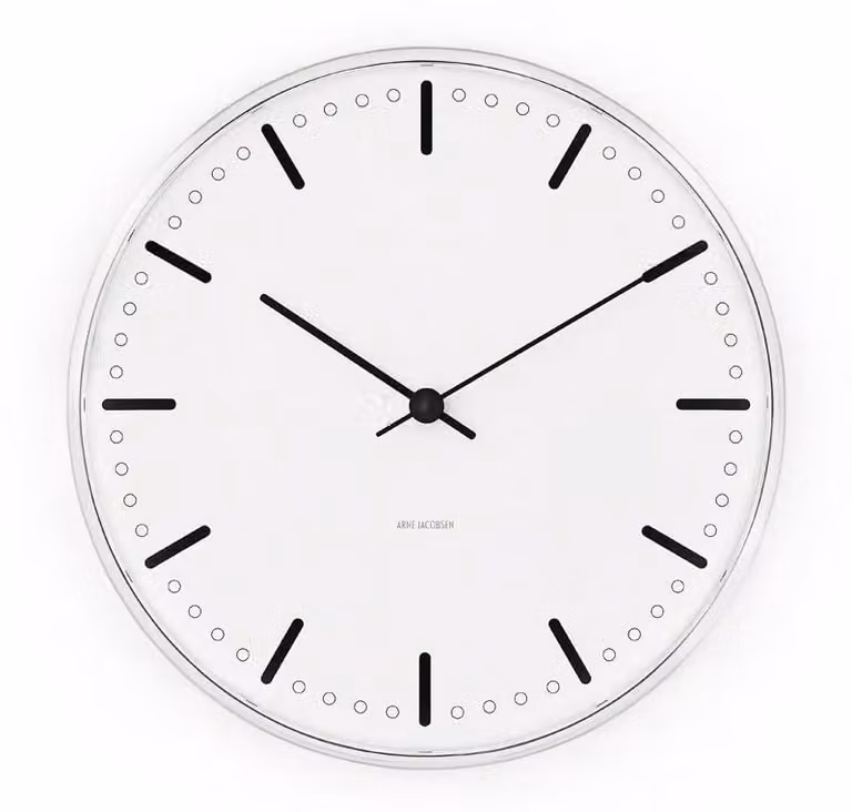 Arne Jacobsen Clocks City Hall klok Wit, Ø16 cm, Analoog, Tafelmodel