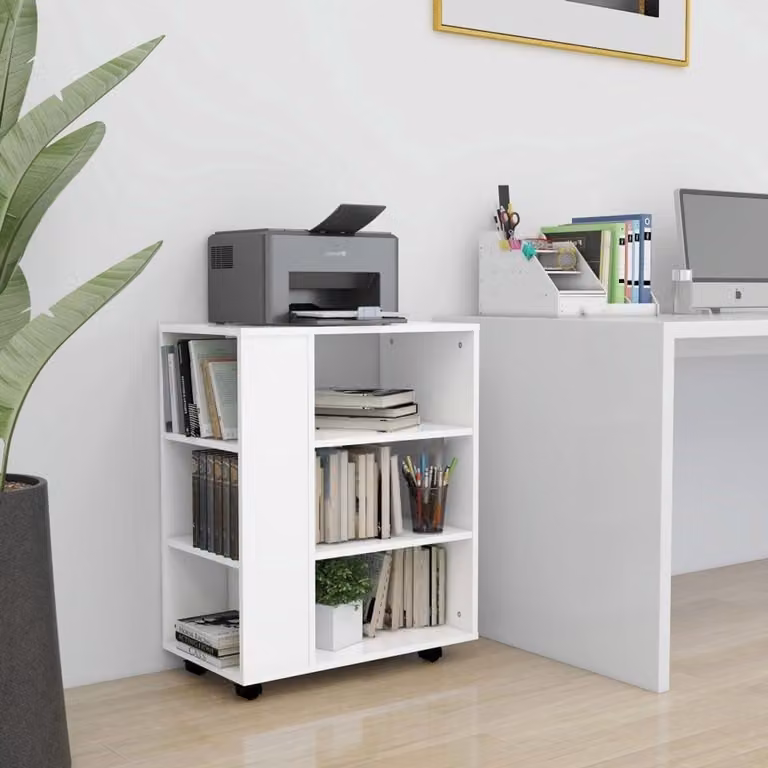 Moderne witte rolcontainer met vergrendelbare wielen voor je thuiswerkplek, B/D/H: 60 x 35 x 75 cm
