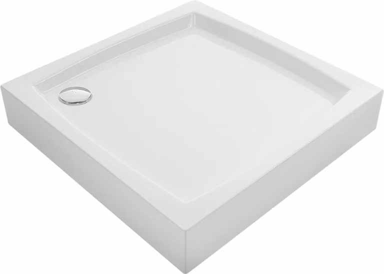Laveo Douchebak vierkant wit acryl 80 x 80 cm met verstelbare voetjes