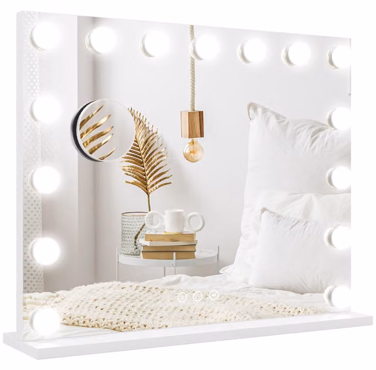 HOMCOM Hollywood make-upspiegel met dimbare verlichting en 15 LED-lampen voor wandmontage
