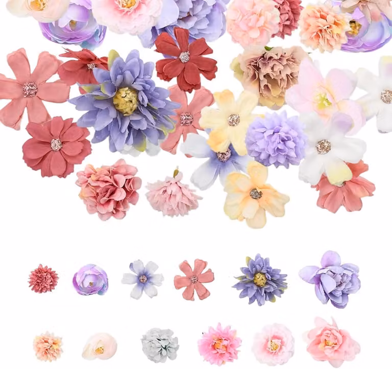 Set van 48 stuks kunstbloemen voor bruiloften, haaraccessoires en decoratie
