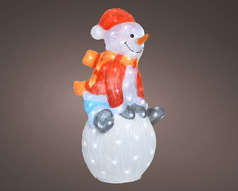 Lumineo Led Sneeuwpop met 100 lampjes, Hoogte: 70 cm
