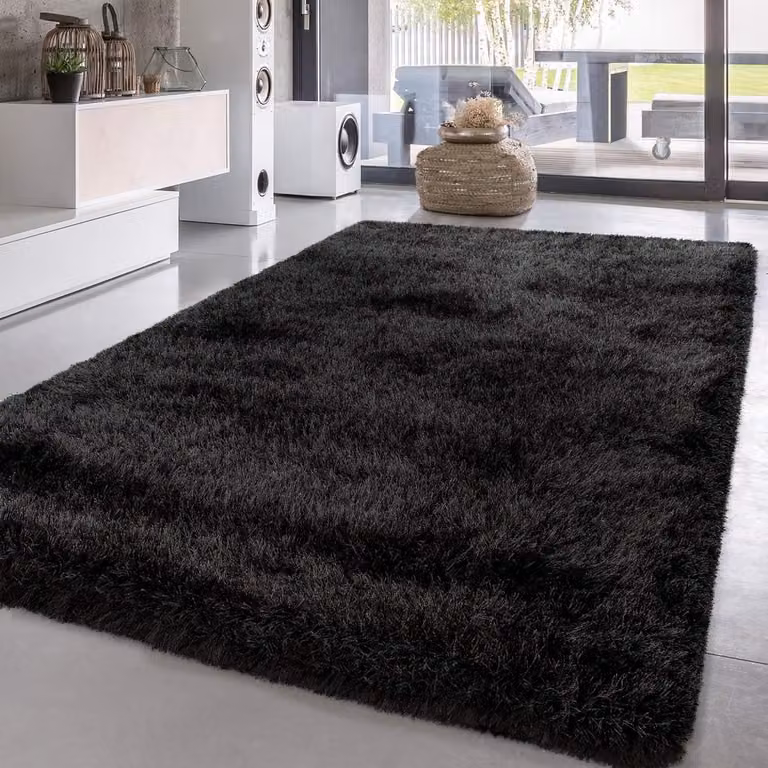 Zacht Shaggy Vloerkleed voor de Woonkamer - Hoogpolig - Antraciet - 120 x 170 cm