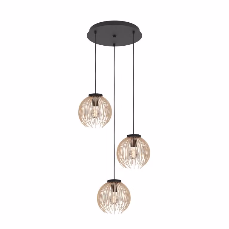 Eglo Alhabia Design Hanglamp 3-lichts - Bruin/Beige - Ø 49,5 cm
