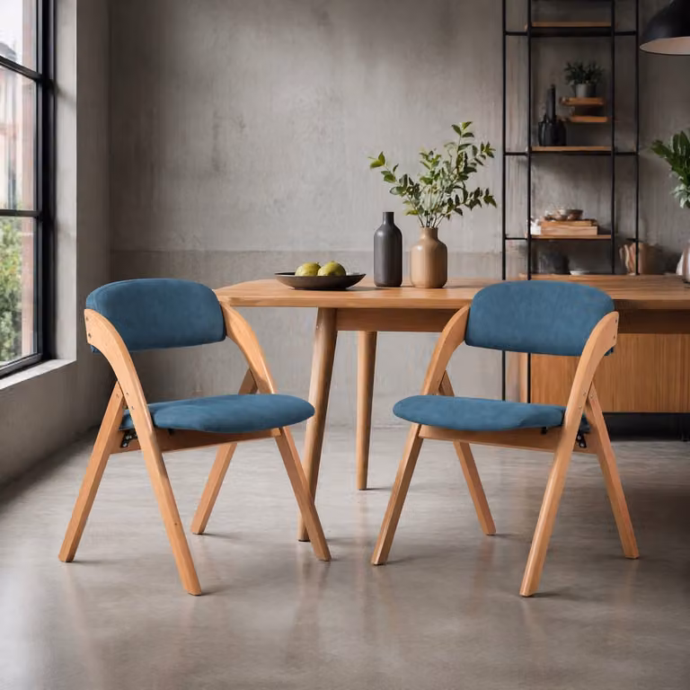 CHICFURN Klapstoel - Opvouwbaar - Gestoffeerd - Blauw