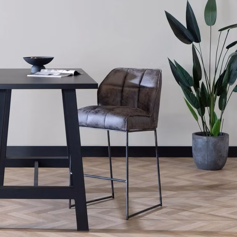 Industriële barkruk Abel antraciet 82 cm met faux leather look