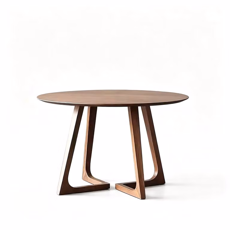 Ronde eettafel van massief hout in walnut met een diameter van 80 cm