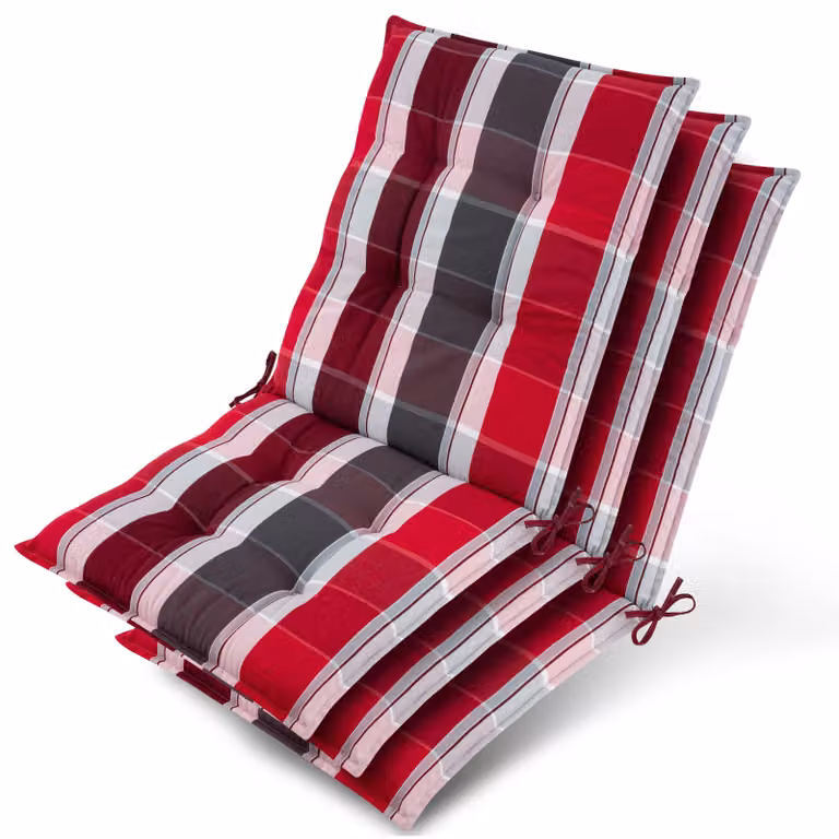 Beautissu set van 3 zonnedekpads Niederlehner rood-anthraciet gestreept B/D/H: 100 x 50 x 8 cm