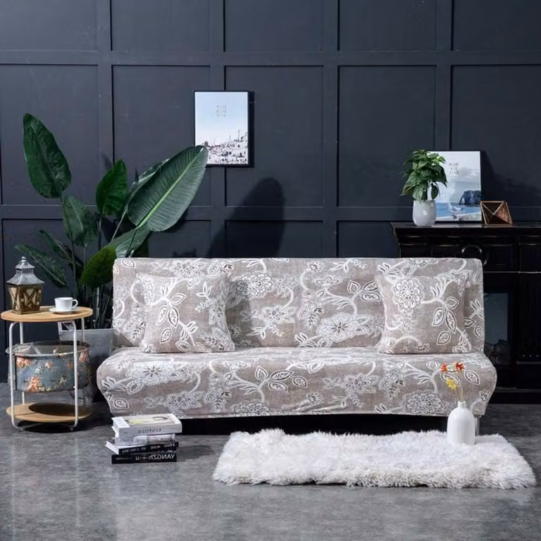 Elastische bankovertrek voor slaapbank met bloemenpatroon, 195-225 cm